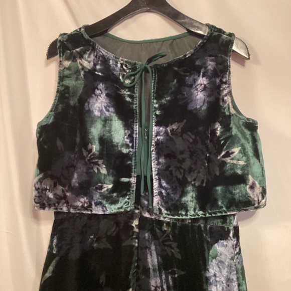 Eva Franco Anthropologie forest green velvet Floral maxi dress Special Occasion - Picture 8 of 10